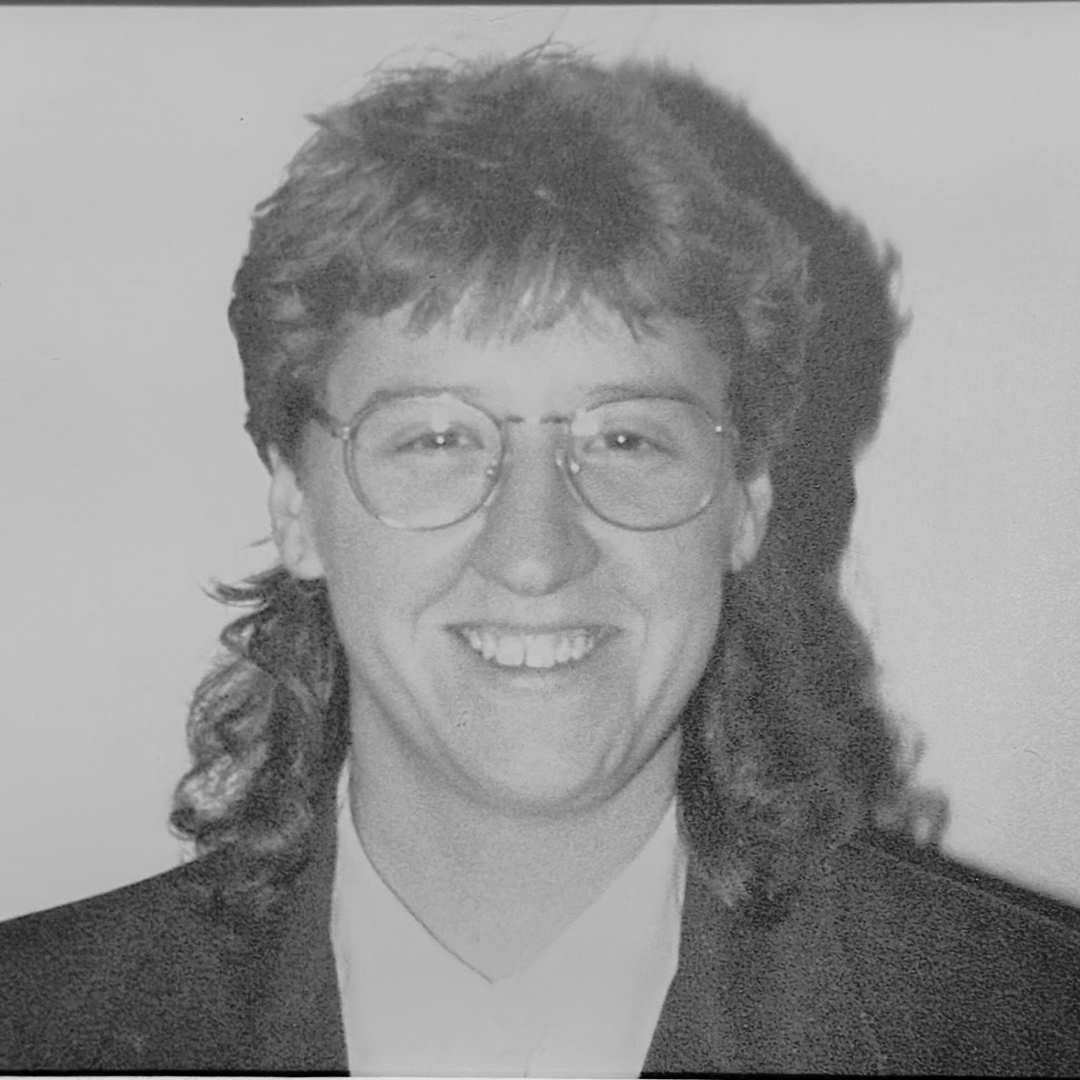 A black and white headshot of Marlene Ford. 