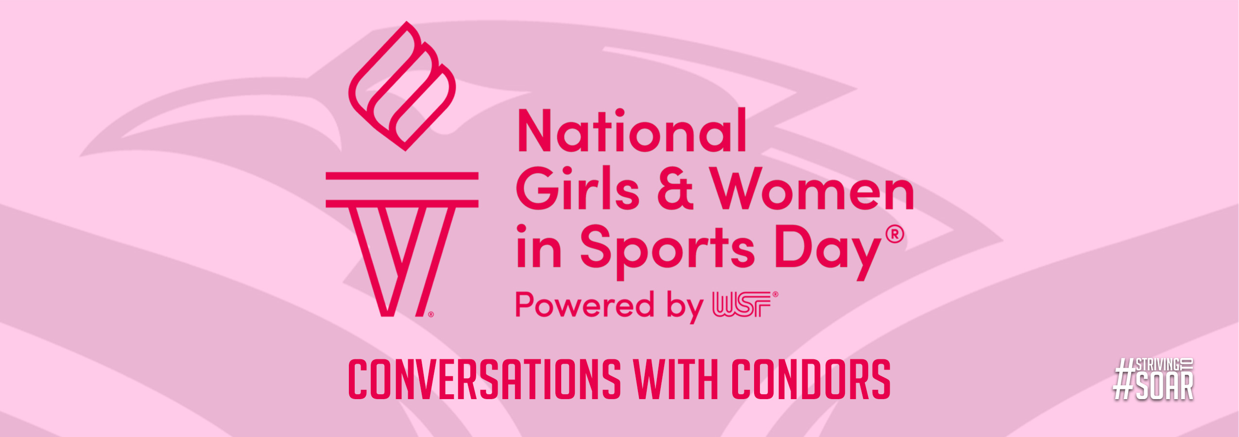 A photo banner reading National Girls and Women in Sports Day - Conversations with Condors. 