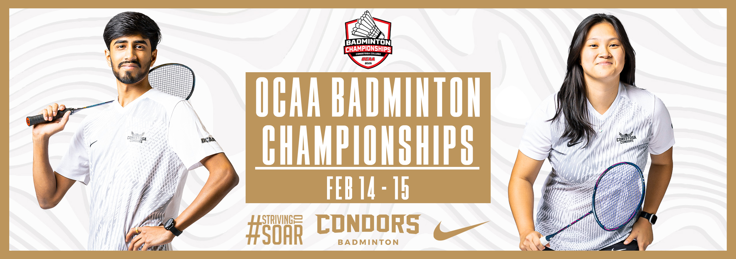 A web banned reading OCAA Badminton Championship Feb 14 - 15. 