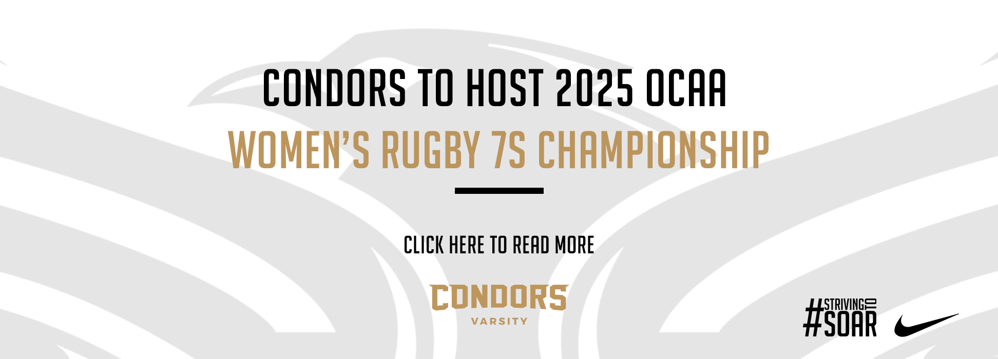 a banner reading: Condors to Host 2025 OCAA 
Women’s Rugby 7s Championship