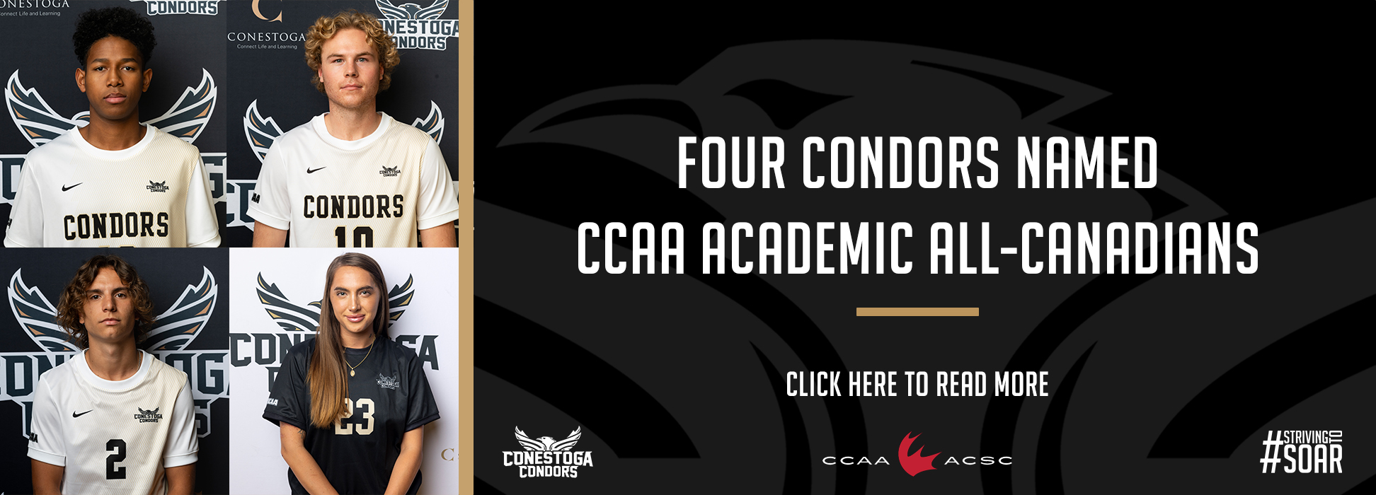 A photo banner reading Four Condors Named
CCAA Academic All-Canadians. 

